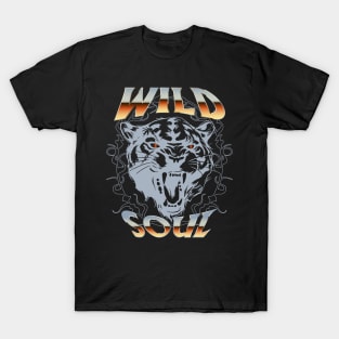 Panther head and wild soul quote design, y2k aesthetic T-Shirt